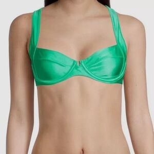 PQ Women’s Perla Halter top Satin Underwire Bra in Green.